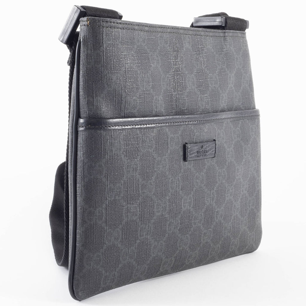 Gucci Gray Gg Supreme Leather Shoulder Bag (Pre-Owned)