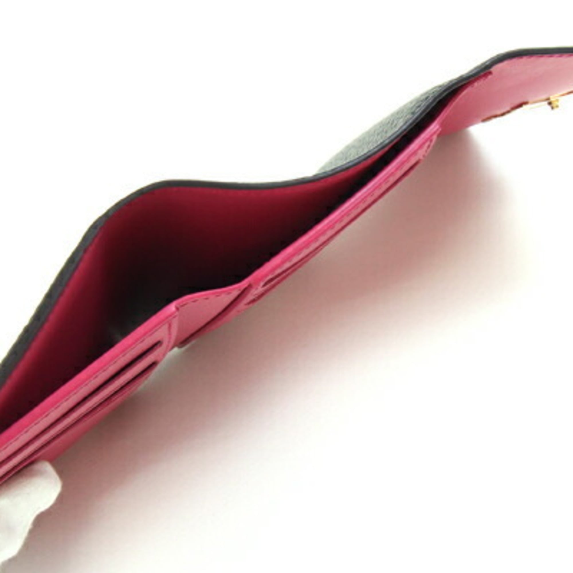 Louis Vuitton Bicolor Hot Pink Noir Leather Wallet (Tri-Fold)