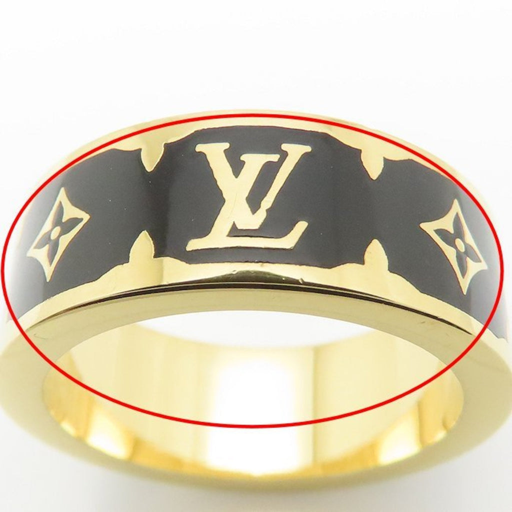 Louis Vuitton Gold Black Gold Plating Band Ring