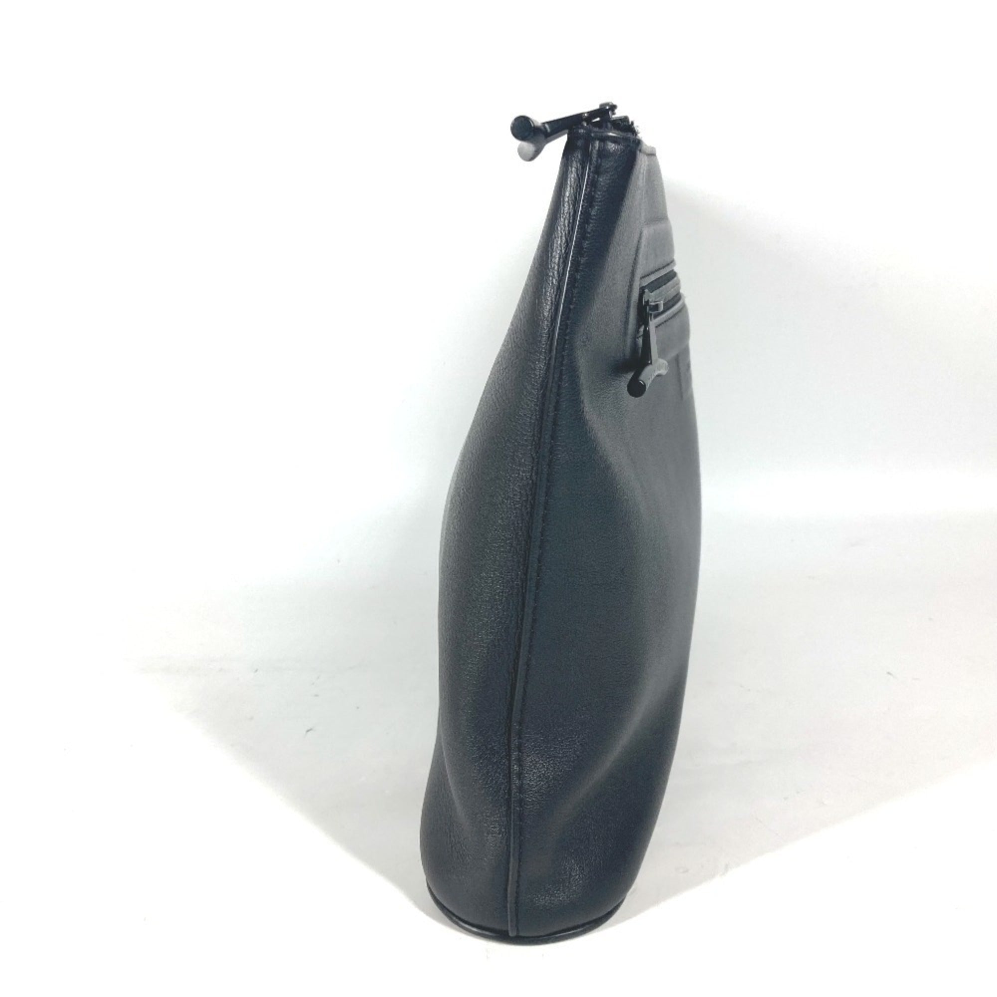 Louis Vuitton Black Leather Clutch Bag Pochette Pouch