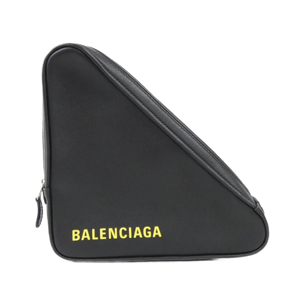 Balenciaga Black Yellow Leather Handbag Pochette