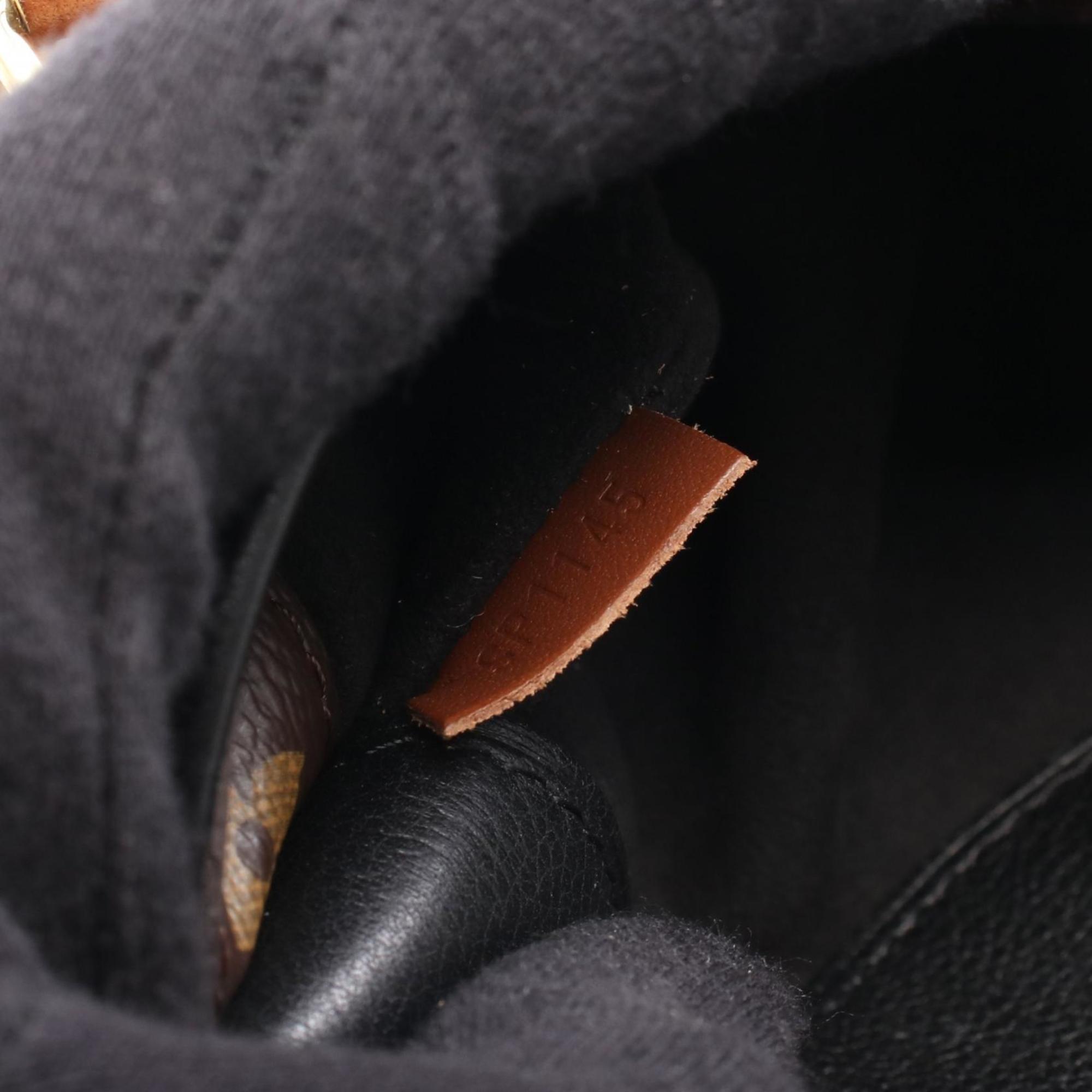 Louis Vuitton Black Brown Monogram Coated Canvas Leather Handbag