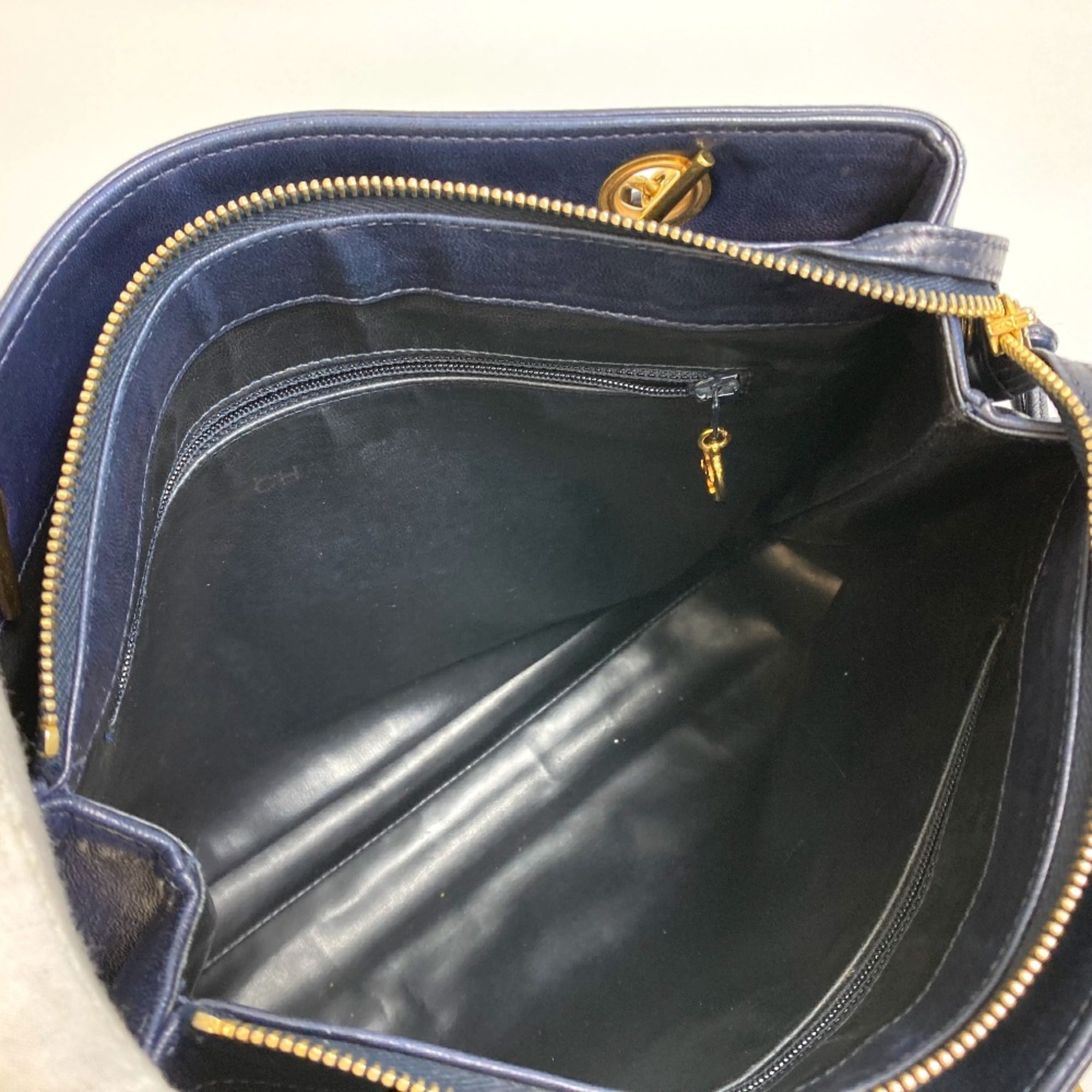 Chanel Navy Leather Shoulder Bag