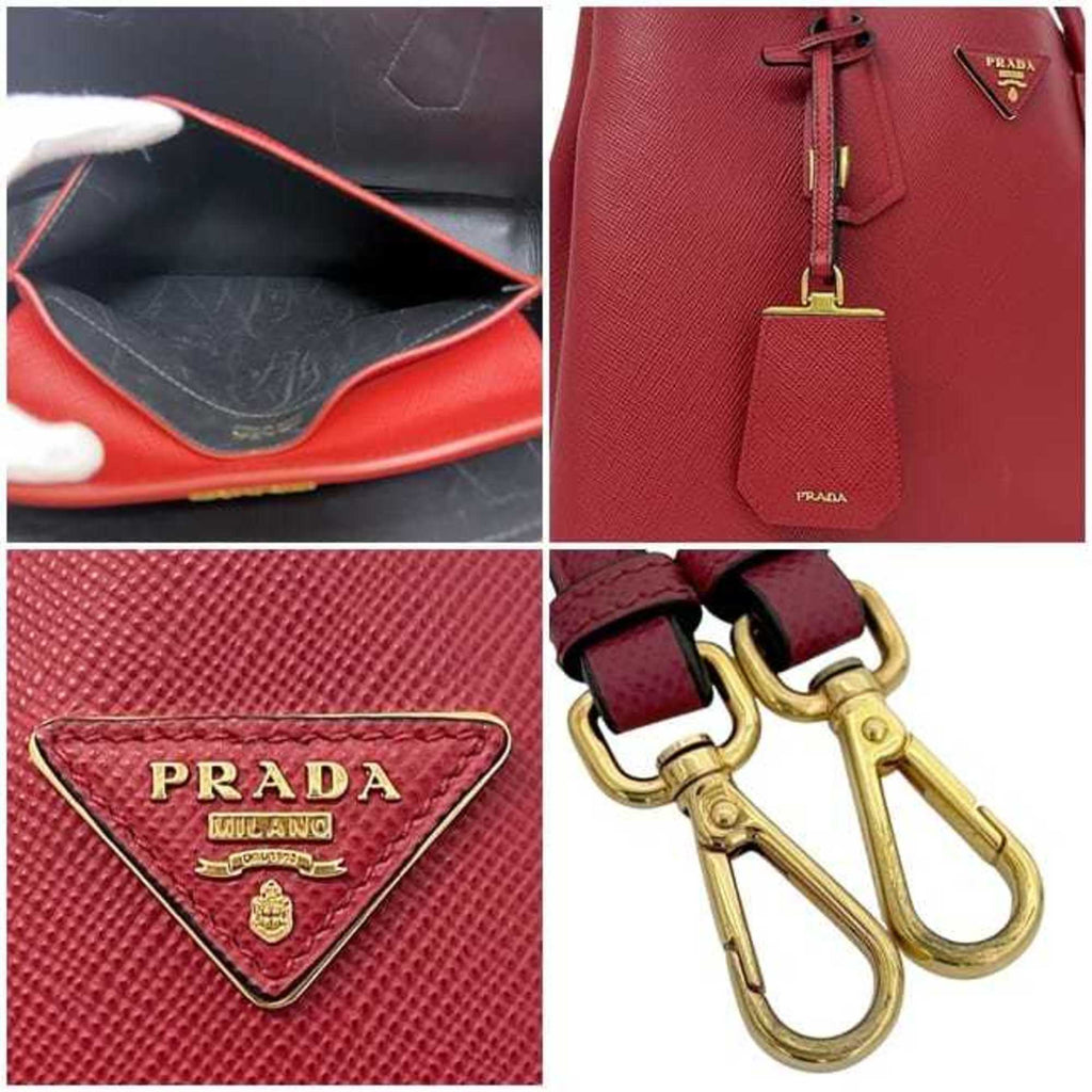 Prada Fuoco Red Color Saffiano Triangle Tote Bag