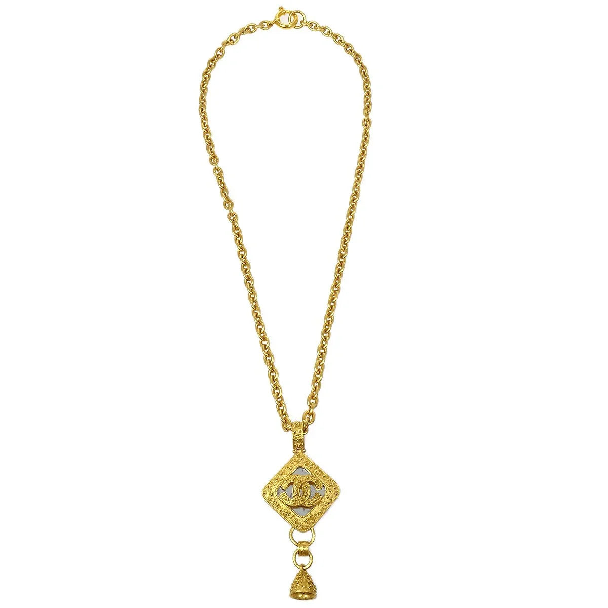 Chanel Bell Mirror Gold Chain Pendant Necklace 94A