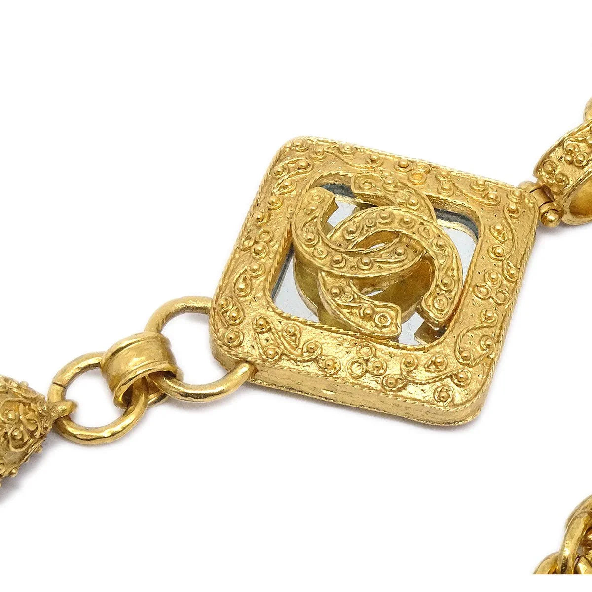 Chanel Bell Mirror Gold Chain Pendant Necklace 94A