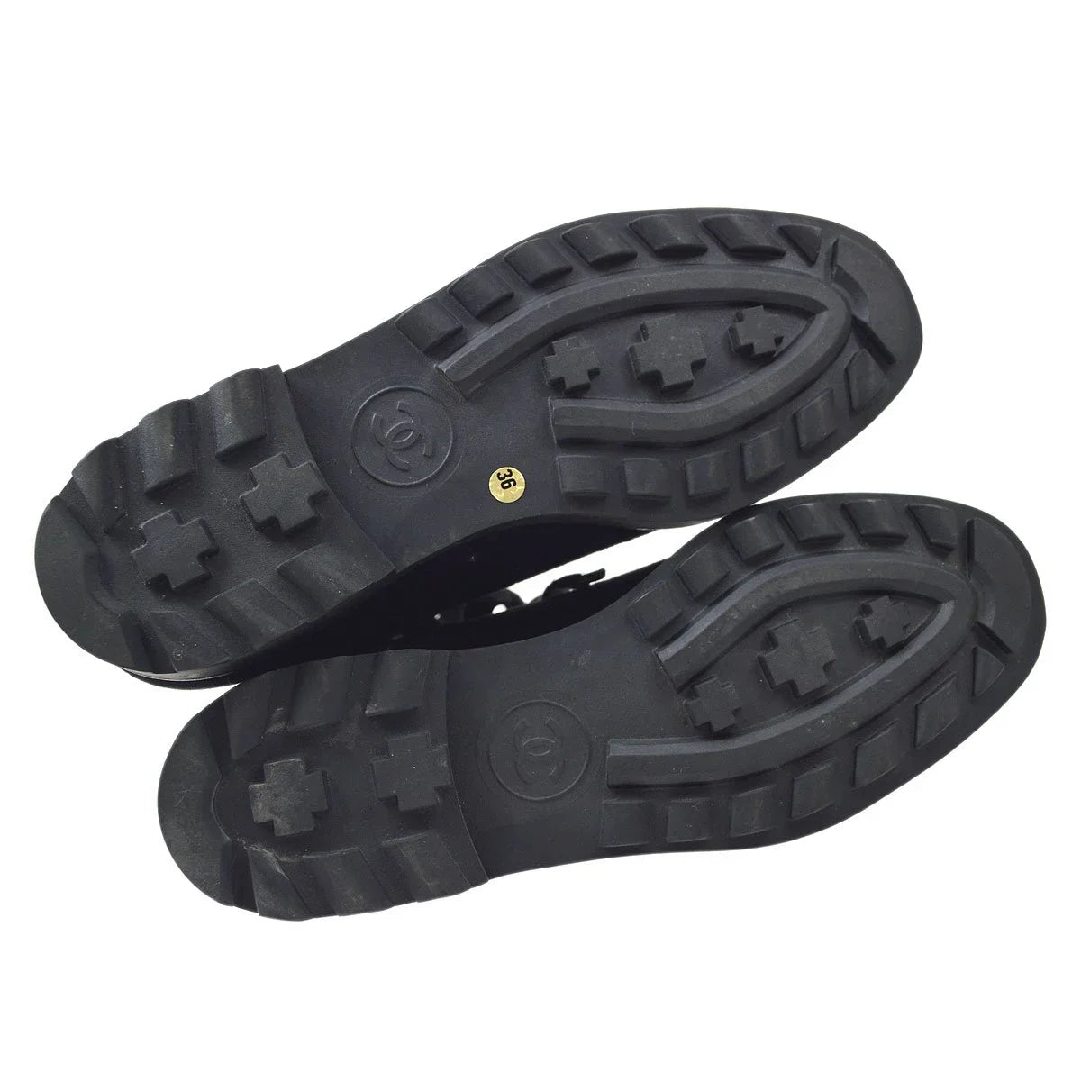 CHANEL Black suede Lace-Up Boots Shoes #36