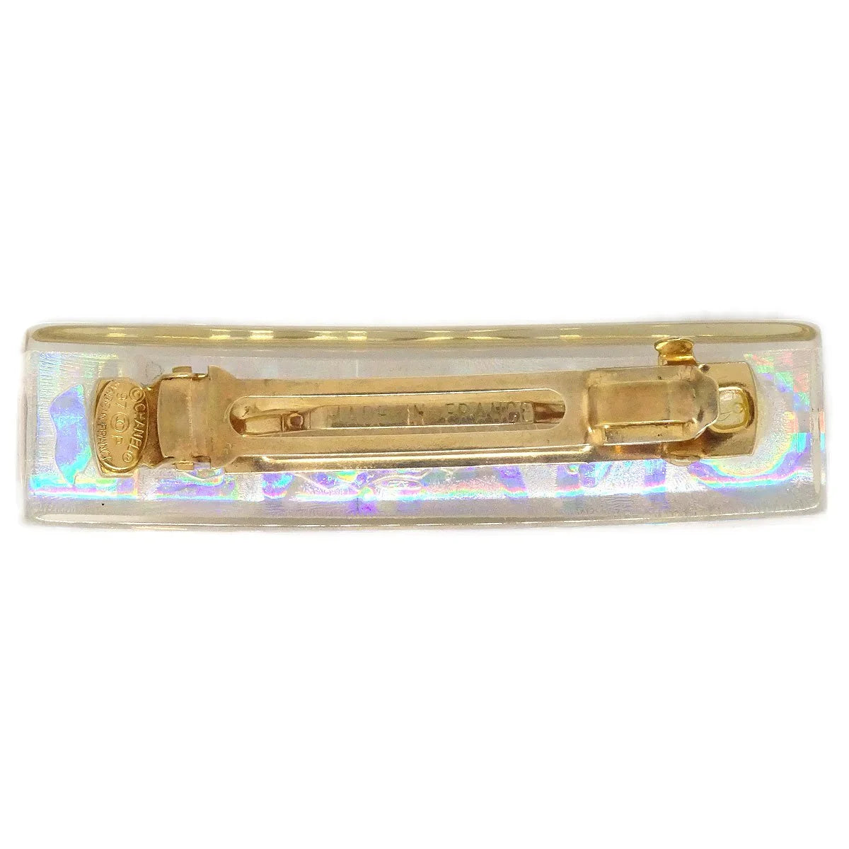 CHANEL 1997 Clear Rainbow Lucite Hair Clip Barrette