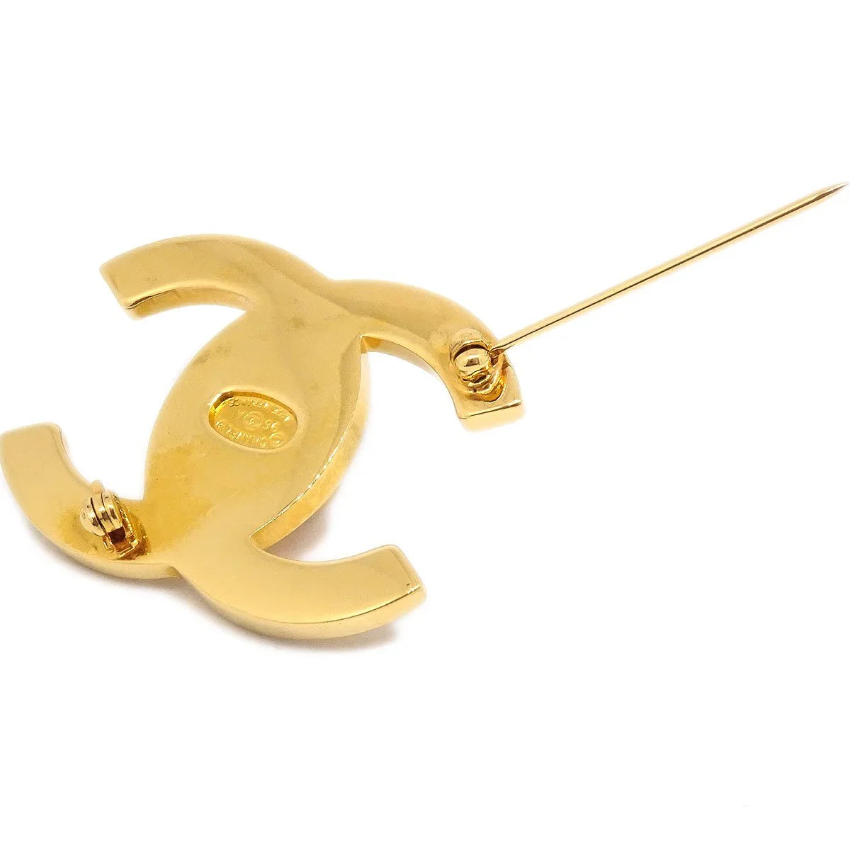CHANEL 1996 CC Turnlock Brooch Gold Large
