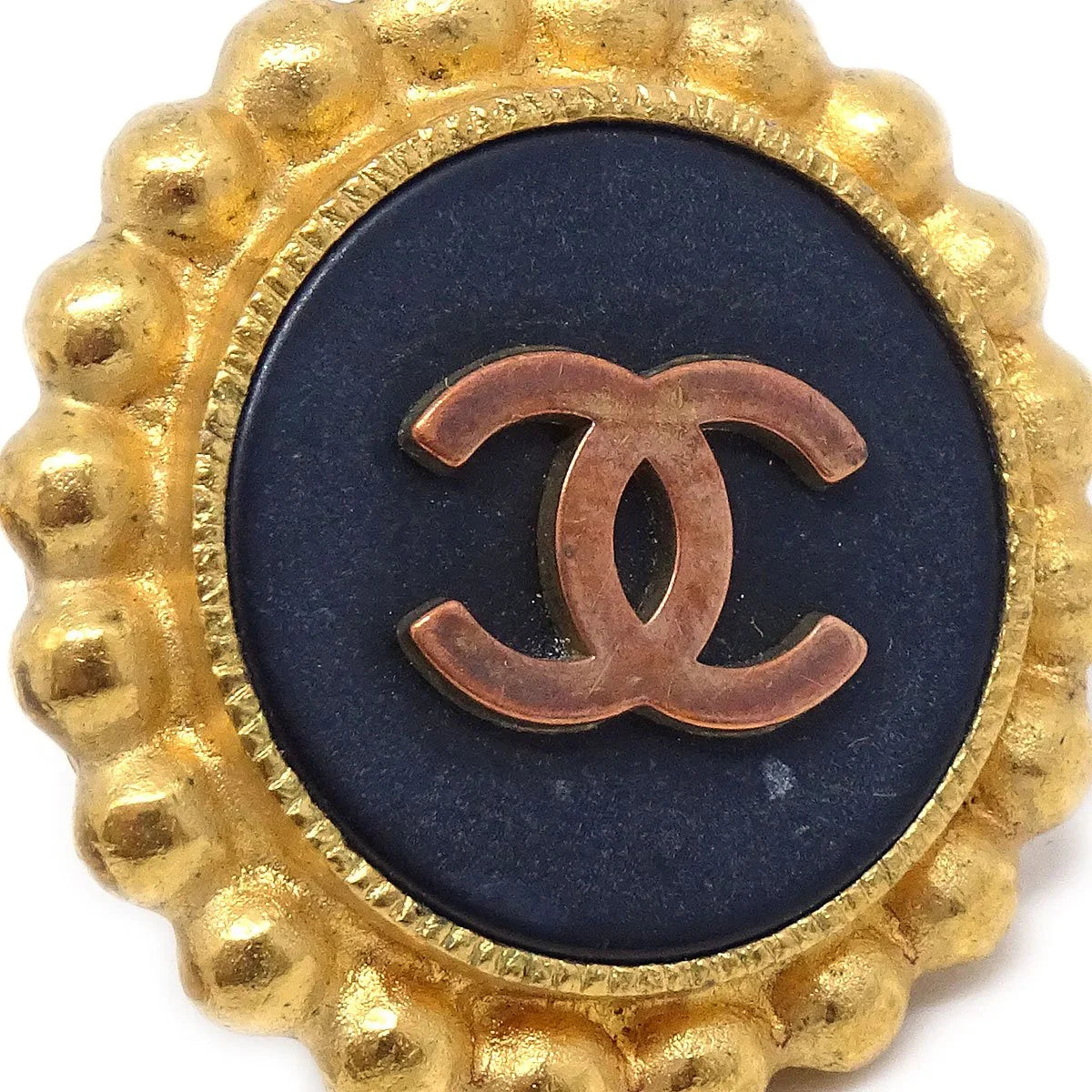 Chanel 1993 Black & Gold CC Earrings Clip-On