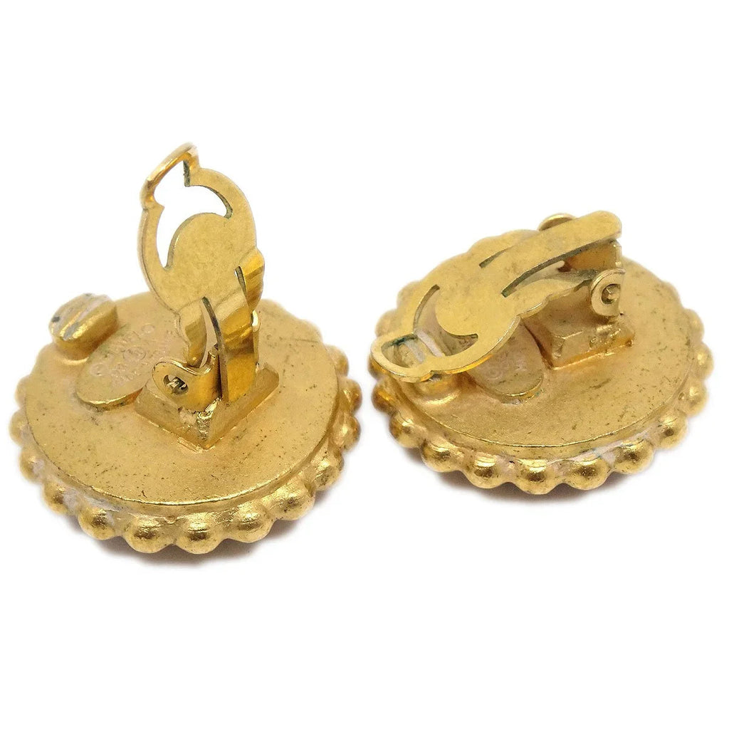 Chanel 1993 Black & Gold CC Earrings Clip-On