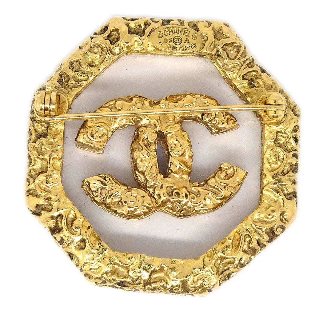 CHANEL 1993 Brooch Gold Clear