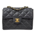 CHANEL 2003-2004 Classic Square Flap 17 Black Caviar