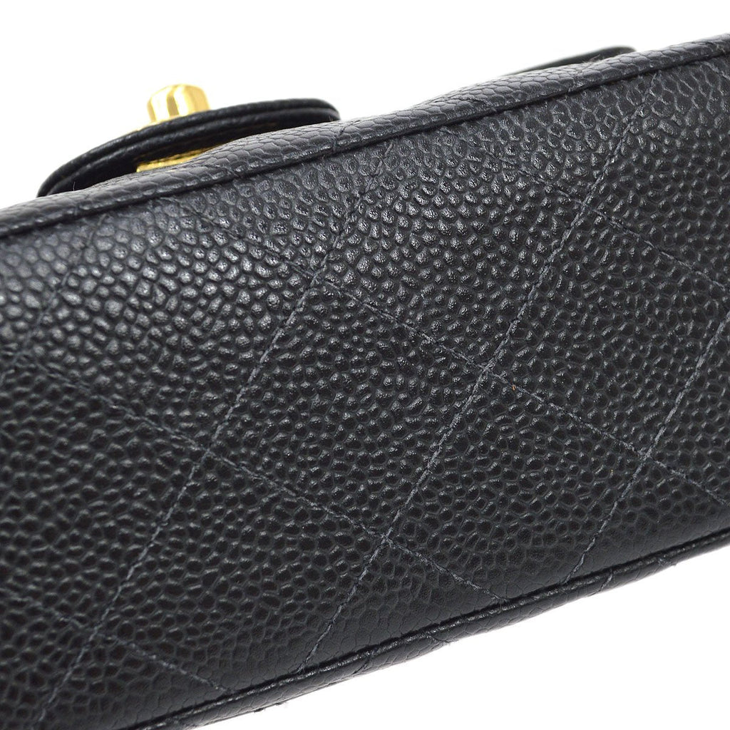 CHANEL 2003-2004 Classic Square Flap 17 Black Caviar