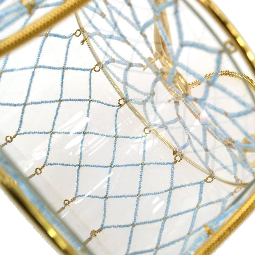 Chanel 1990s Minaudiere Dreamcatcher Beaded Gold Transparent Round Circle Bag