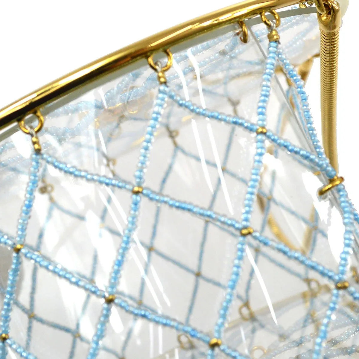 Chanel 1990s Minaudiere Dreamcatcher Beaded Gold Transparent Round Circle Bag