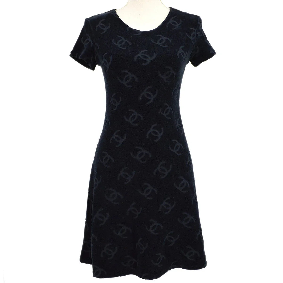 CHANEL 1996 Spring CC Pattern Velvet Dress