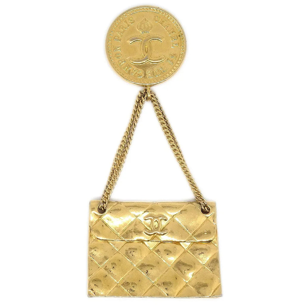 CHANEL 1996 Bag Brooch 24k Gold plate
