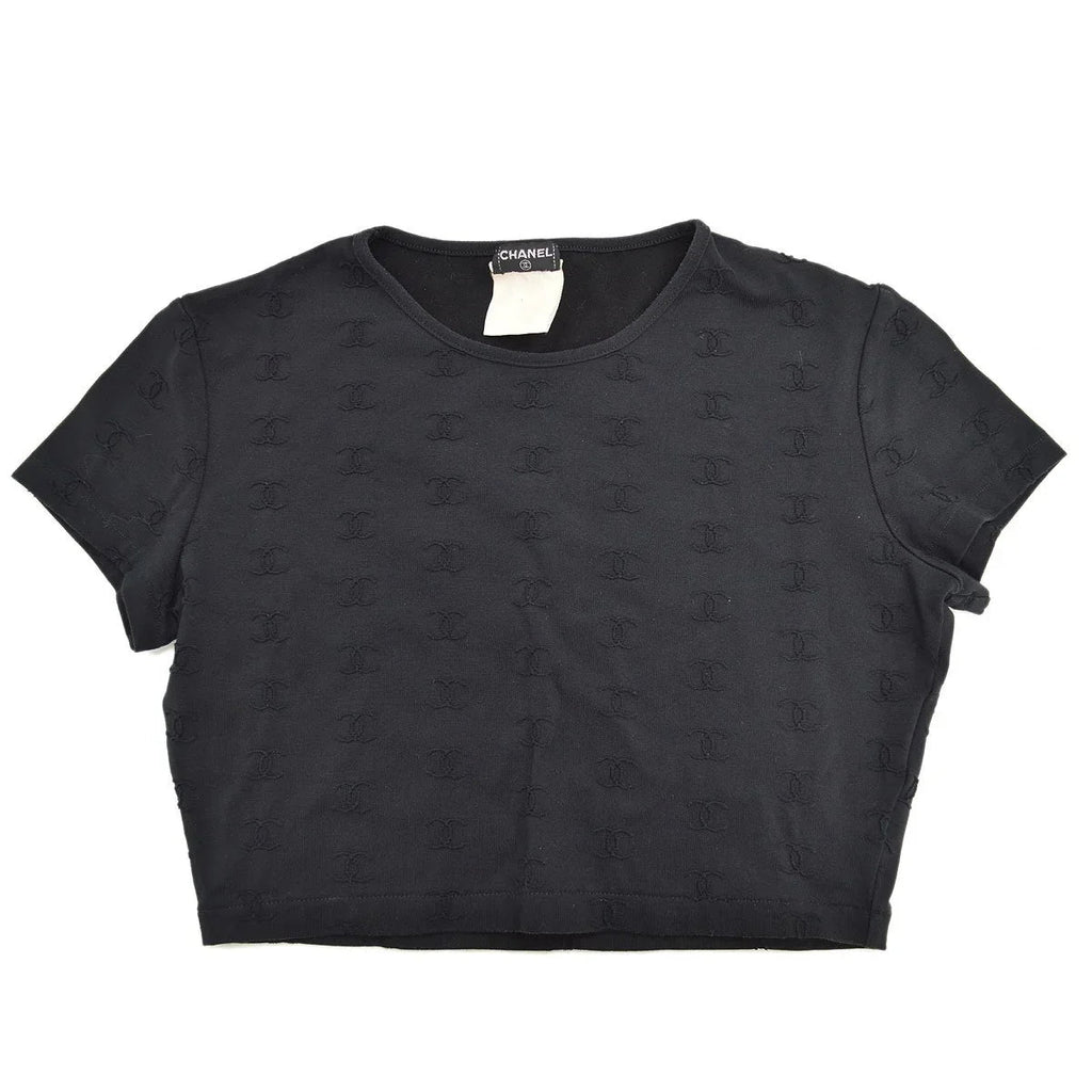 Chanel 1997 Spring CC logo-embroidered cropped T-shirt