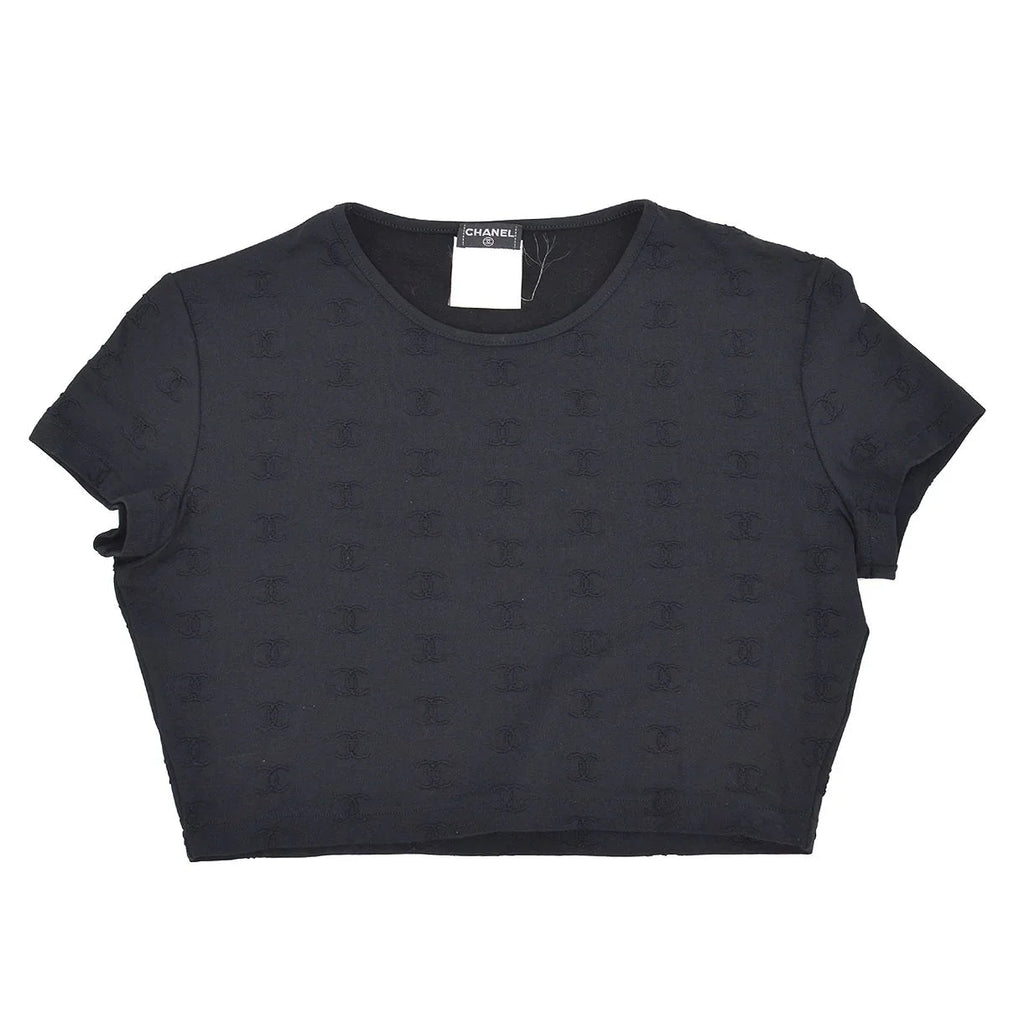 Chanel Spring 1997 CC logo-embroidered cropped T-shirt #42