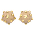 CHANEL 2000 Studded Earrings Beige Gold Clip-On