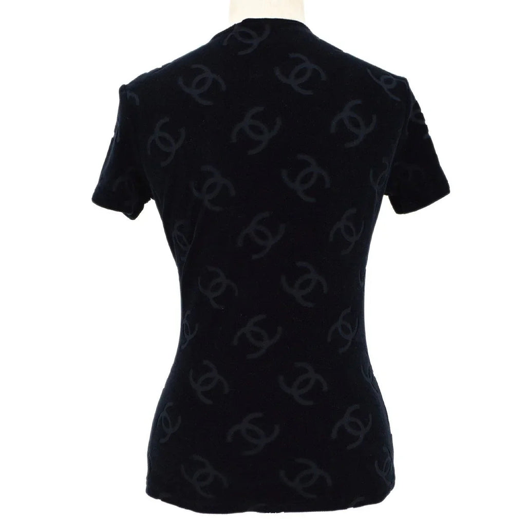Chanel 1996 Spring Black Velvet Short Sleeve Top #42
