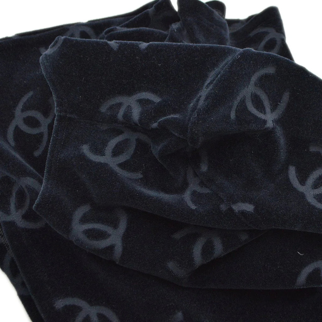 Chanel 1996 Spring Black Velvet Short Sleeve Top #42