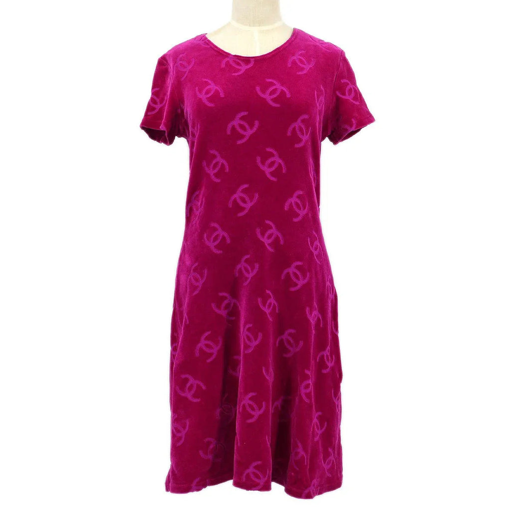 Chanel * Spring 1996 Velvet CC-print T-shirt dress #40