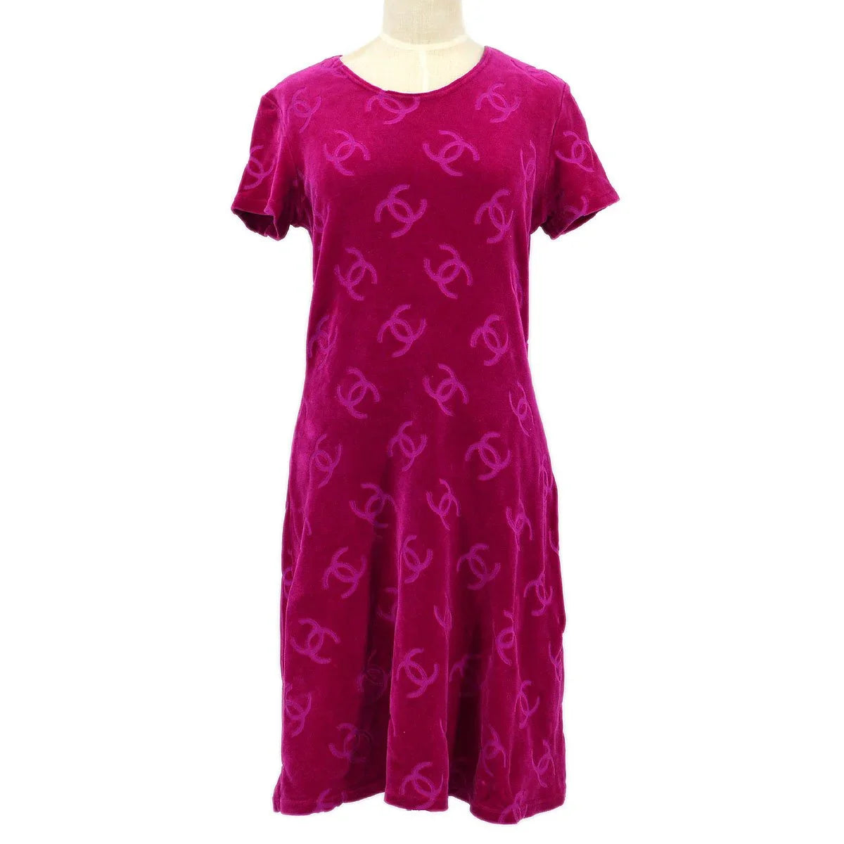 Chanel * Spring 1996 Velvet CC-print T-shirt dress #40