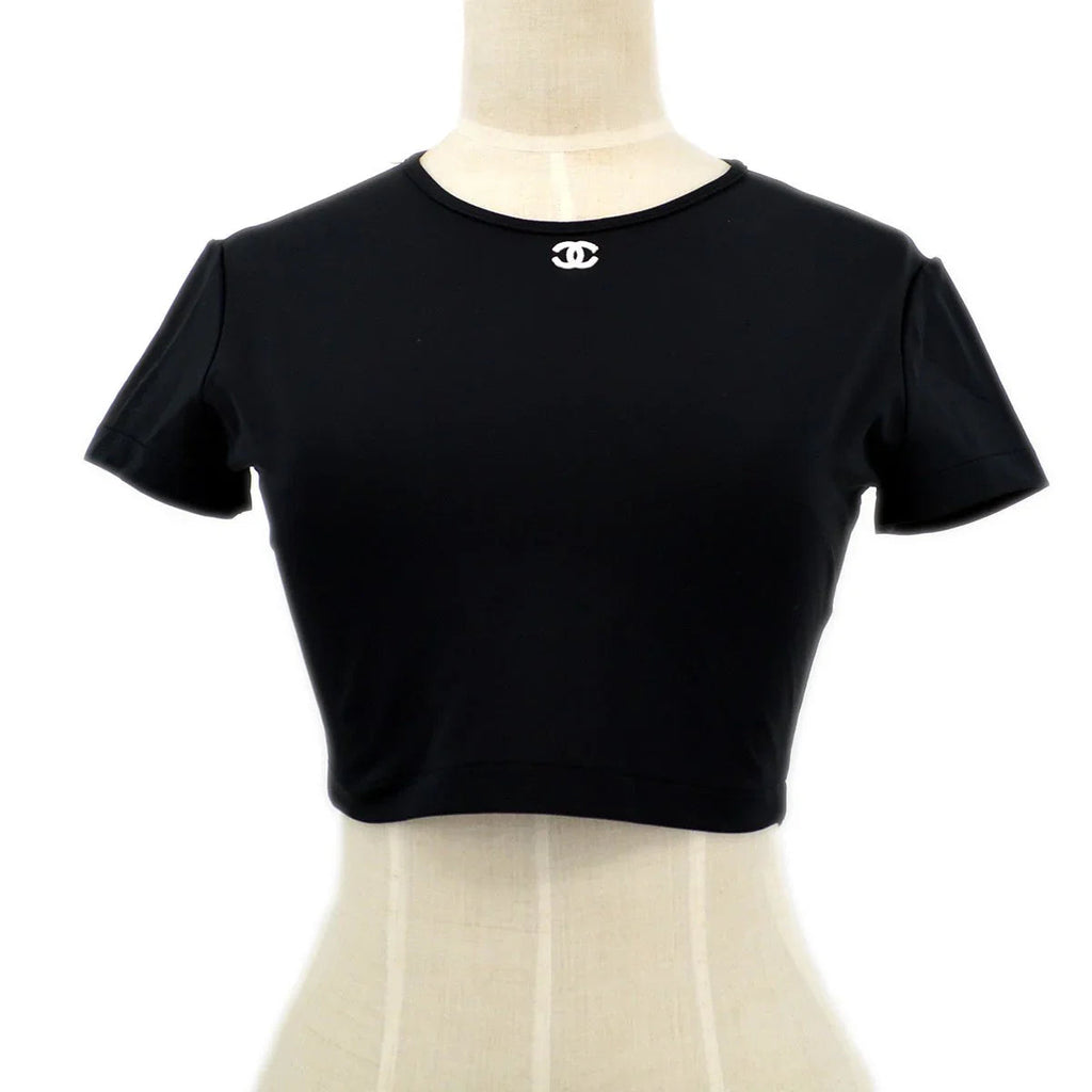 CHANEL 1995 Spring black CC cropped top #40