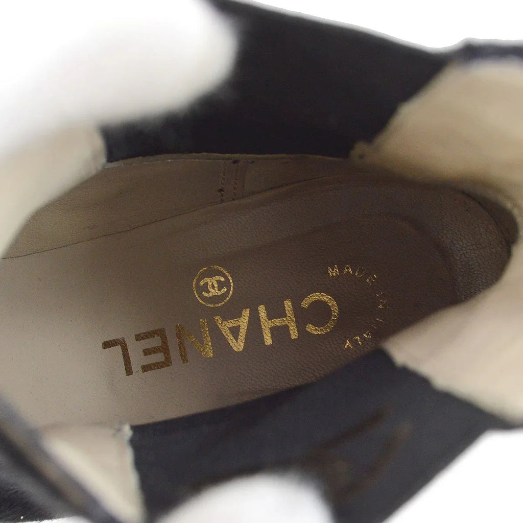 Chanel Black Pony Hair Side Chelsea Boots Shoes