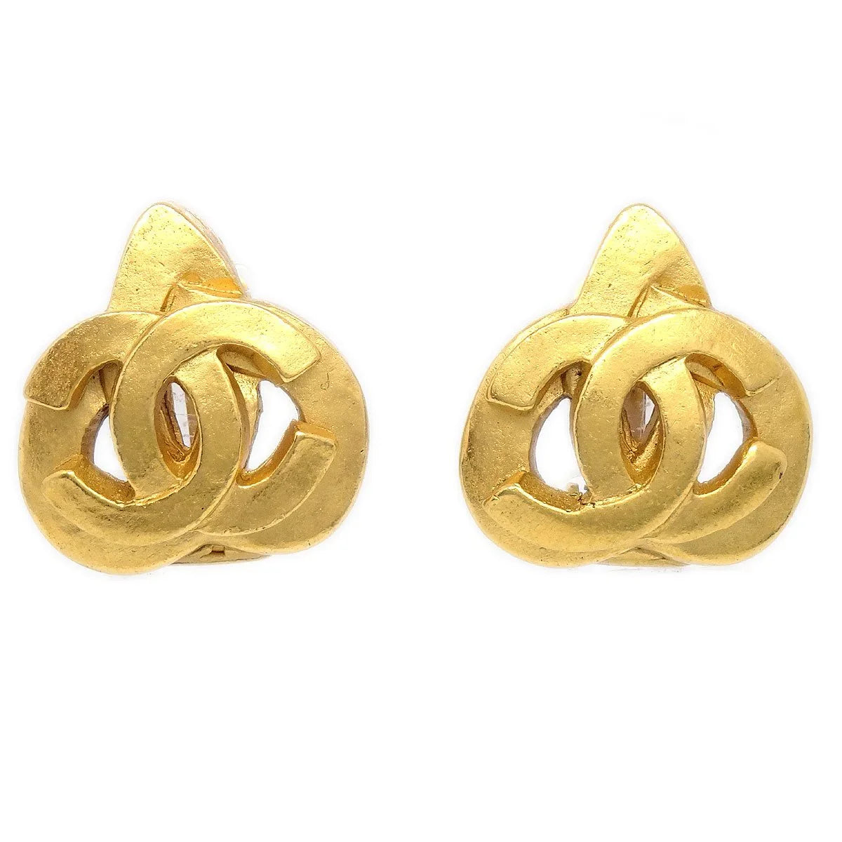 CHANEL 1997 Heart Earrings Gold Small