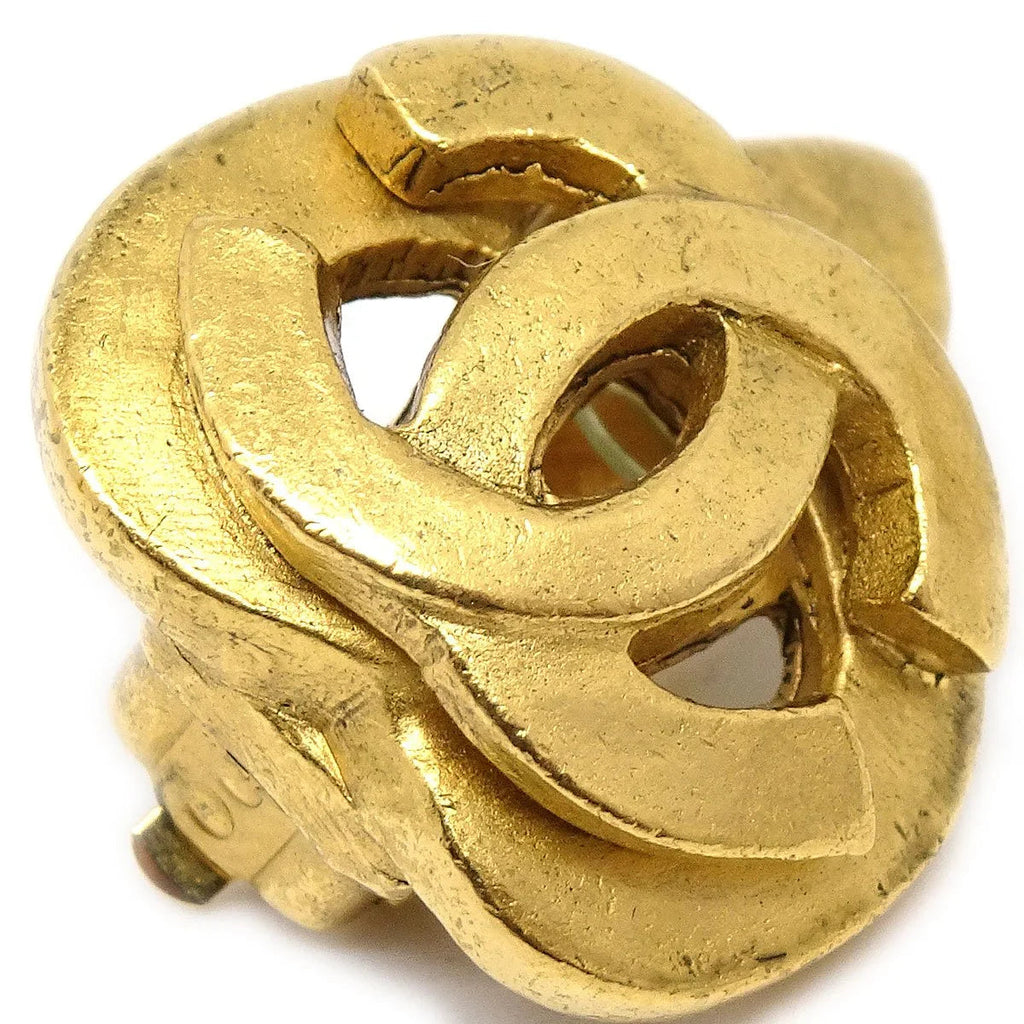 CHANEL 1997 Heart Earrings Gold Small