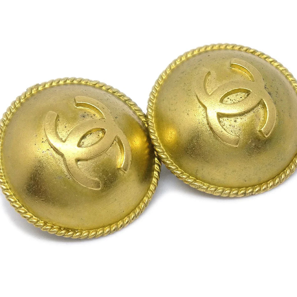 CHANEL 1995 Gold Rope Edge Earrings