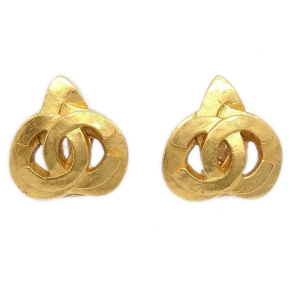 CHANEL 1997 Heart CC Earrings Gold Small