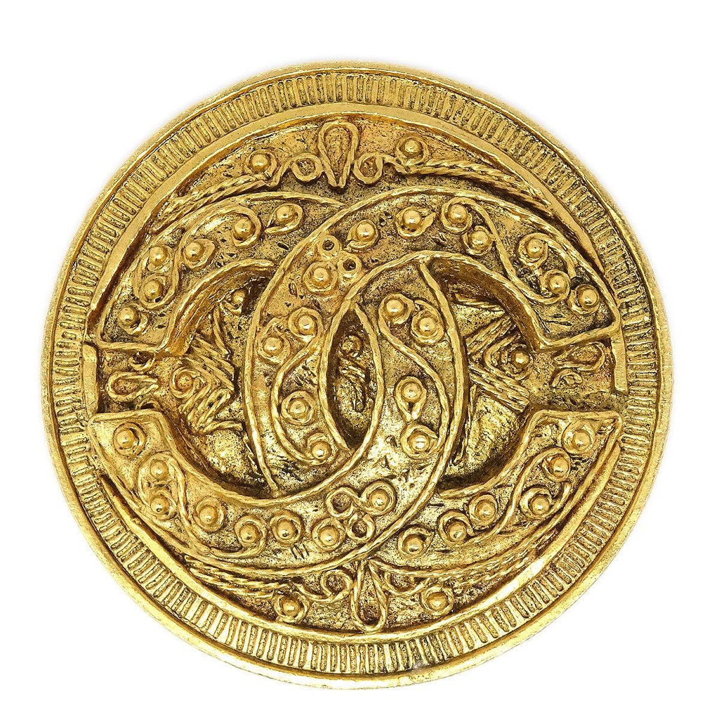 Chanel 1994 Filigree Brooch Pin Gold