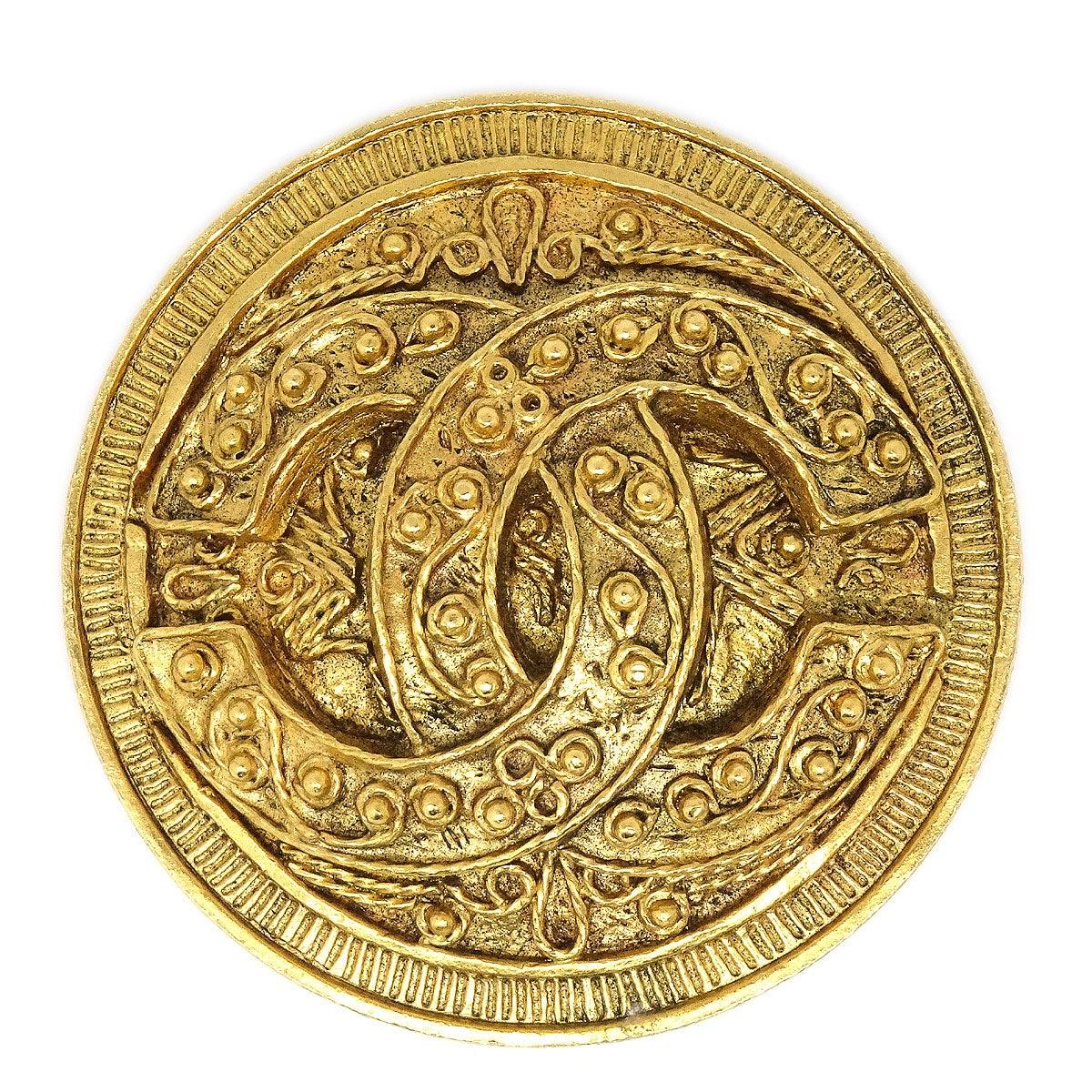 Chanel 1994 Filigree Brooch Pin Gold