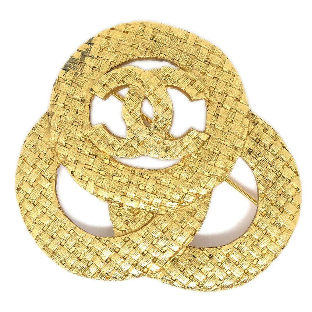 CHANEL 1994 Woven Brooch Pin Gold 1255