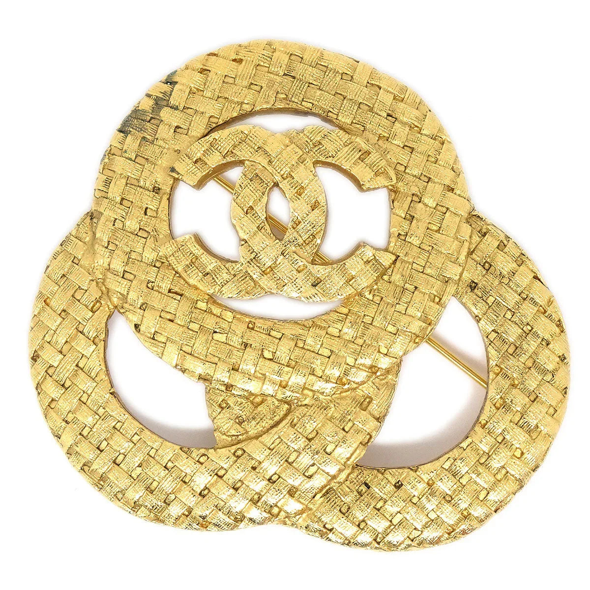 CHANEL 1994 Woven Brooch Pin Gold 1255