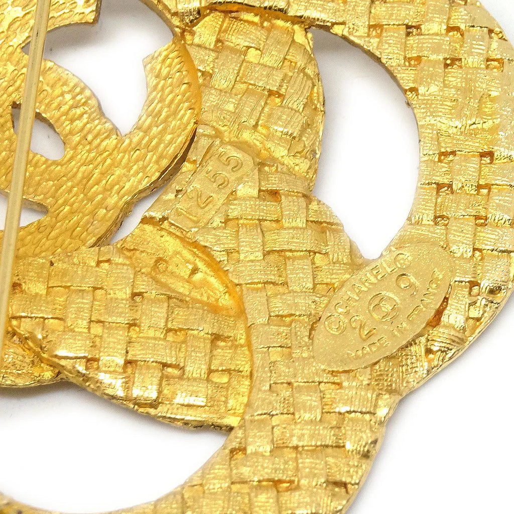 CHANEL 1994 Woven Brooch Pin Gold 1255