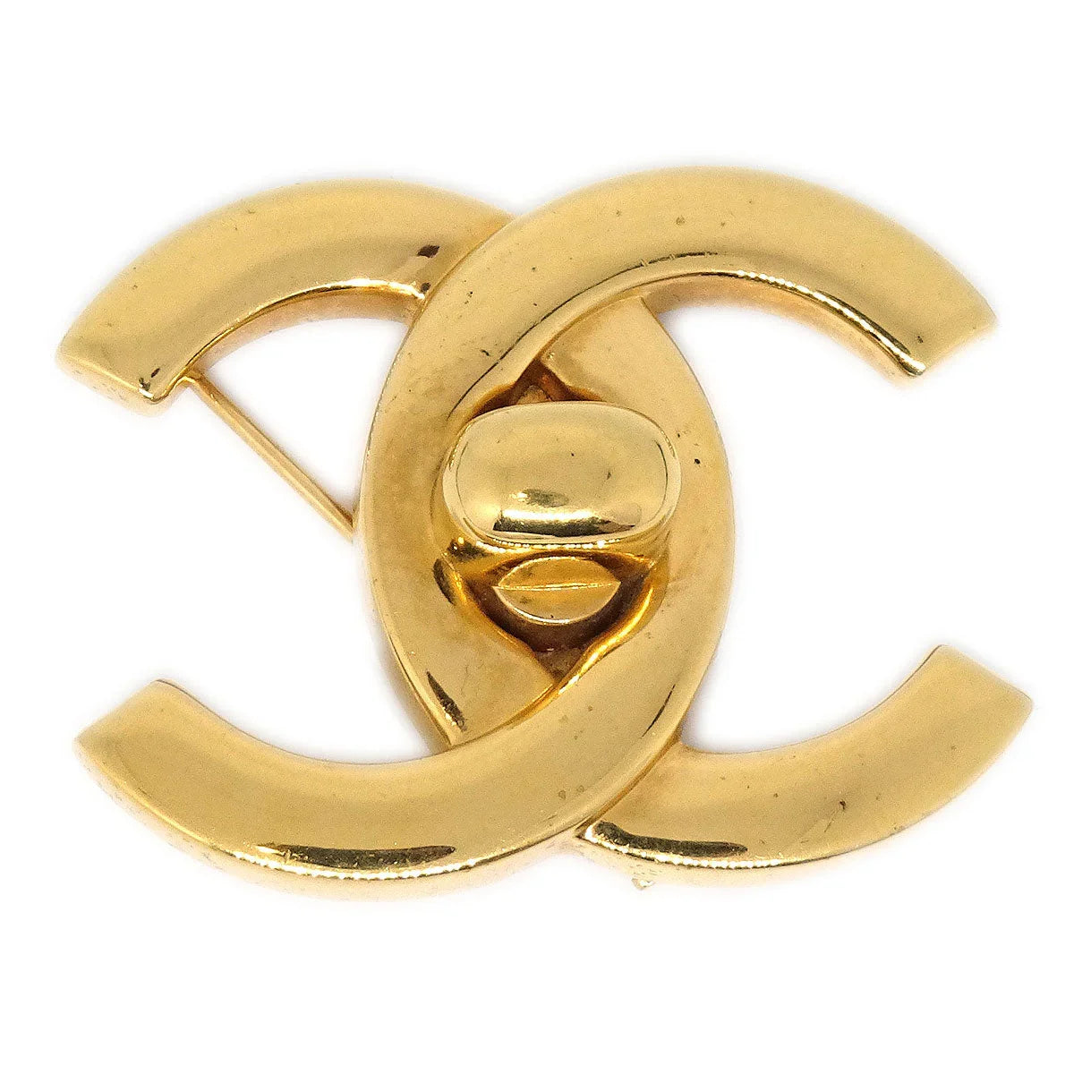 CHANEL Turnlock Brooch Gold 96P
