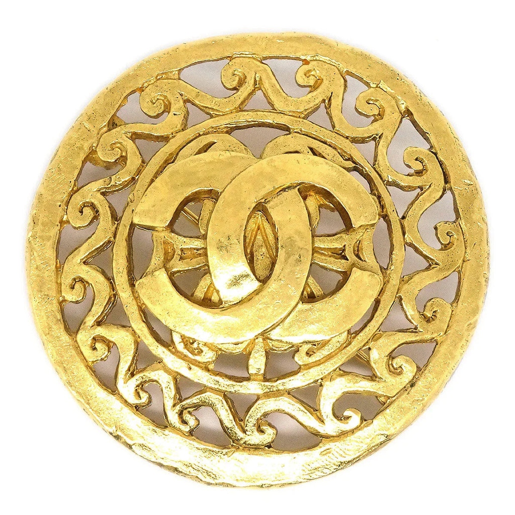 Chanel 1995 Fretwork Paisley Brooch Gold 95A