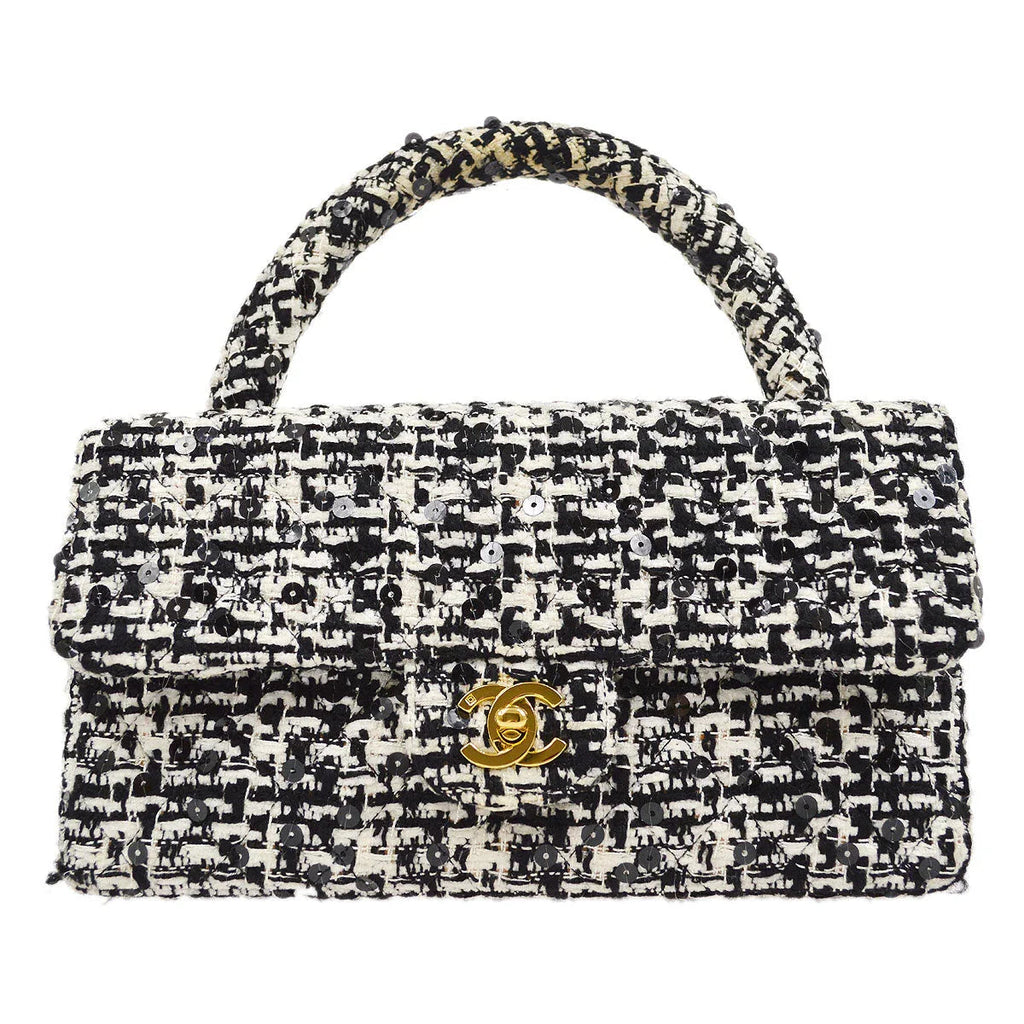 CHANEL * 1994 Tweed Sequins Top Handle Bag