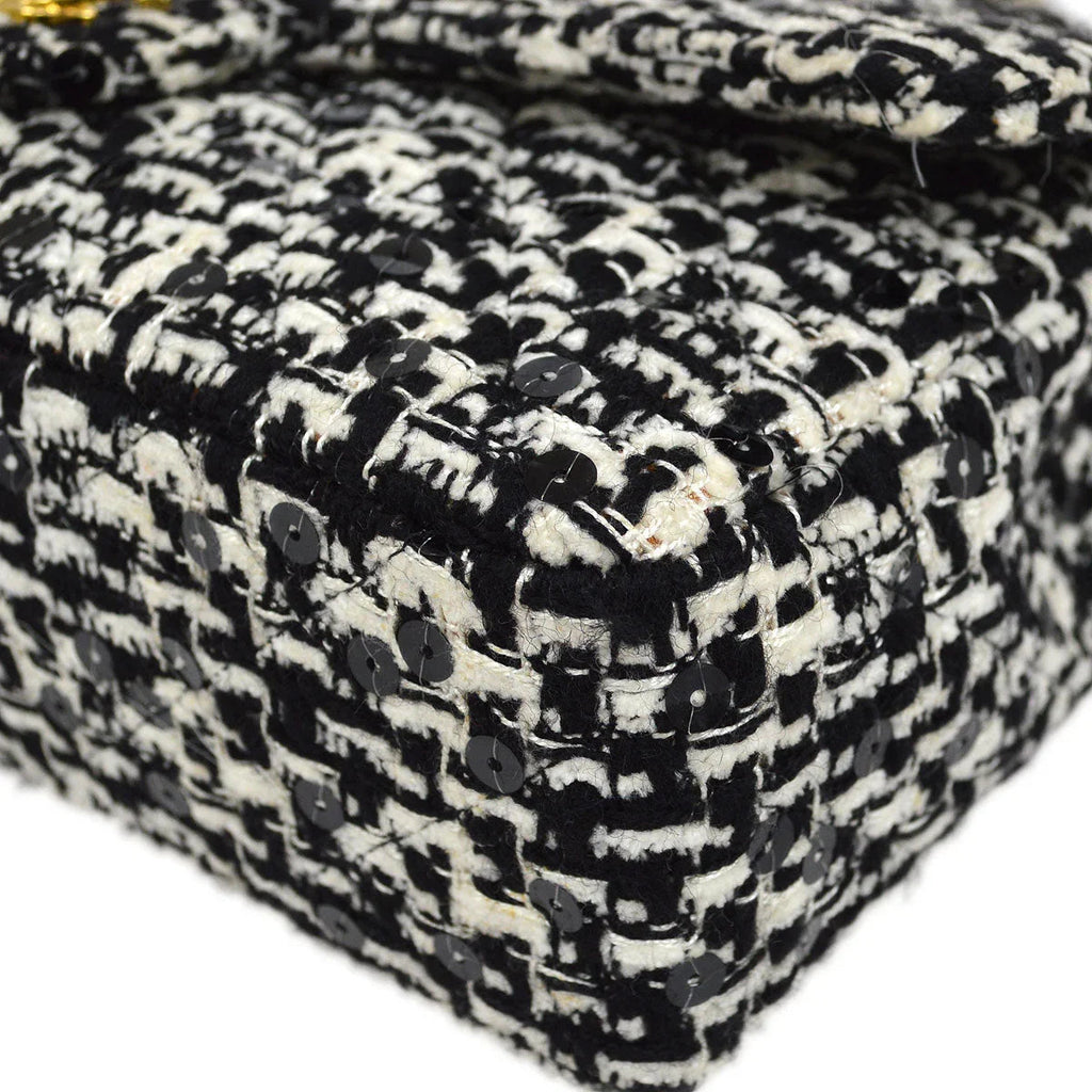 CHANEL * 1994 Tweed Sequins Top Handle Bag