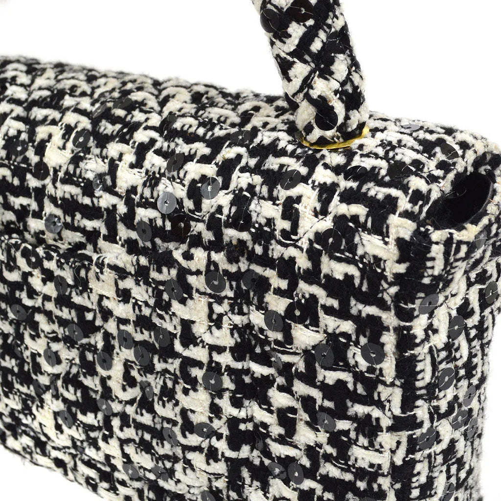 CHANEL * 1994 Tweed Sequins Top Handle Bag
