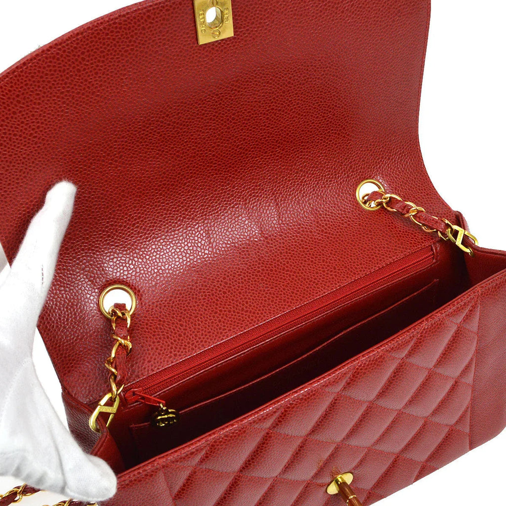 Chanel 1994-1996 Red Caviar Medium Diana Flap Bag