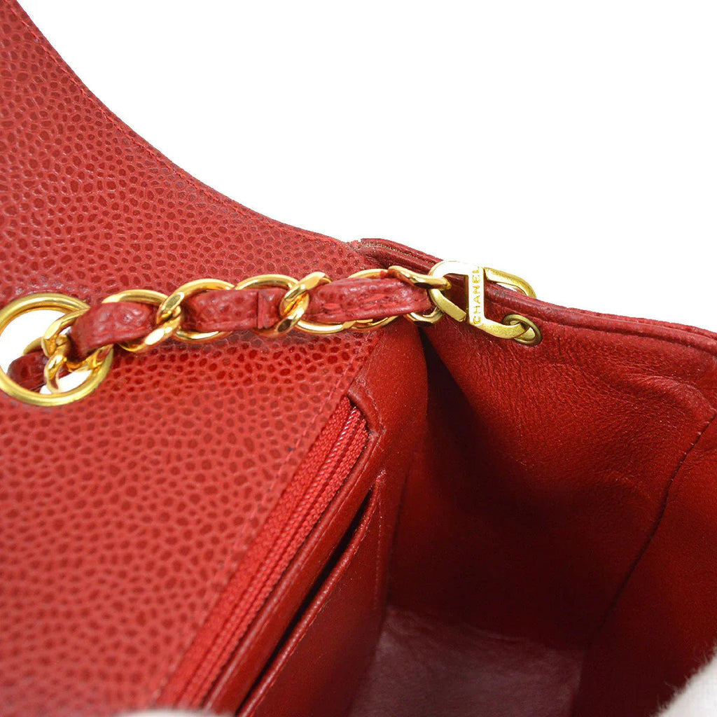 Chanel 1994-1996 Red Caviar Medium Diana Flap Bag
