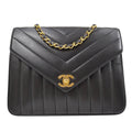 Chanel Black Lambskin Chevron Flap Bag Shoulder Bag