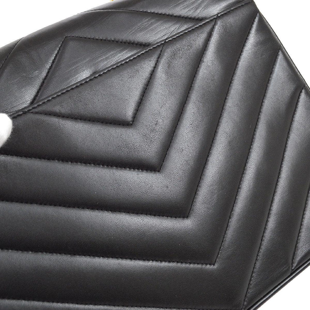 Chanel Black Lambskin Chevron Flap Bag Shoulder Bag