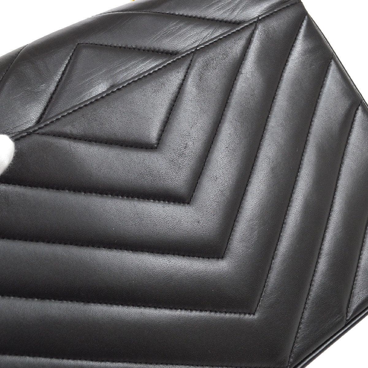 Chanel Black Lambskin Chevron Flap Bag Shoulder Bag